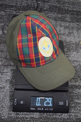 Webelos Boy Cub Scout Fitted S/M Uniform Hat Plaid Green Flex-Fit BSA H381w - Image 1 of 3