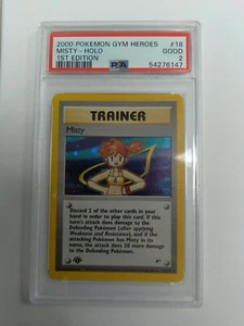 Graded PSA 2 2000 Pokemon Gym Heroes - Misty - HOLO 1st Edition #18 - Picture 1 of 4