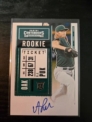 2020 Panini Contenders Rookie Ticket AJ Puk #101 Rookie Auto RC Athletics - Image 1 of 2