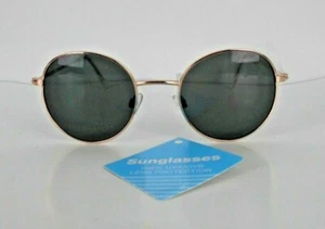UNISEX SUNGLASSES GOLD ROUND LEN 100% UVA/UVB LENS PROTECTION - Picture 1 of 3