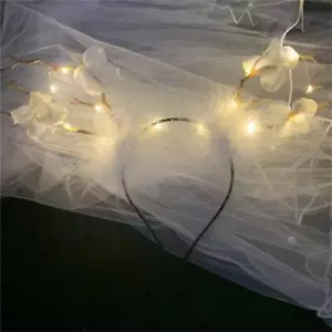 Diadema de cornamenta con luz LED de Navidad linda brillante elfo aro para el cabello accesorio para el cabello - Imagen 1 de 28