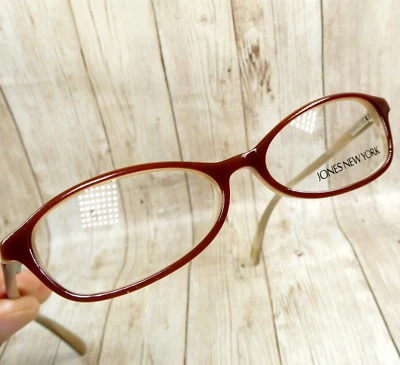 Jones New York Two-Toned Striped Oval Eyeglasses FRAME J711 Brown 50-15-140 NOS - Image 1 of 4