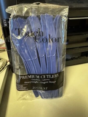 Navy Blue Premium Cutlery Plastic Knives 24ct. Party Supply New!!! - Image 1 of 2