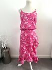 Stardust Co-ord Skirt Top Dress Pink Floral Wrap Ruffle Strappy Festival Boho S
