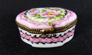 Limoges France Trinket Box with Deer Clasp - Hand Painted - Picture 1 of 6