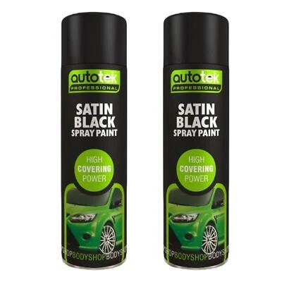 AUTOTEK PROFESSIONAL AutoTek Satin Black Multi-Purpose Aerosol Spray Paint 500ml x2