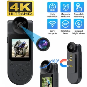 4K 1080P HD WiFi Camcorder Clip Video DVR IR Night 180° Mini Police Body Camera - Picture 1 of 28