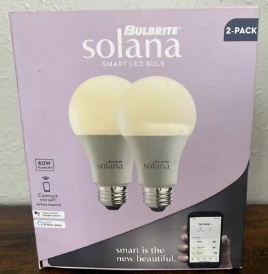 NIB Bulbrite Solana 60w WiFi 190121 SMART LED Bulbs - 2 Pack - Image 1 of 4