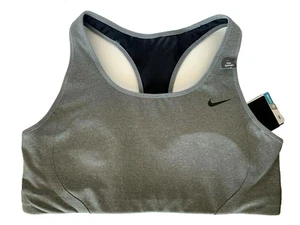 NEW NIKE [L] Women's DRI-FIT Y Back HIGH SUPPORT Sports Gym Bra-Grey 706579-091 - Picture 1 of 1