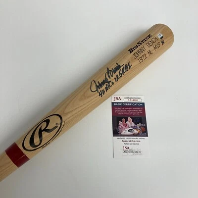 Johnny Bench 40 Home Runs 125 RBI's Signed 1972 MVP Baseball Bat JSA COA - Image 1 of 4