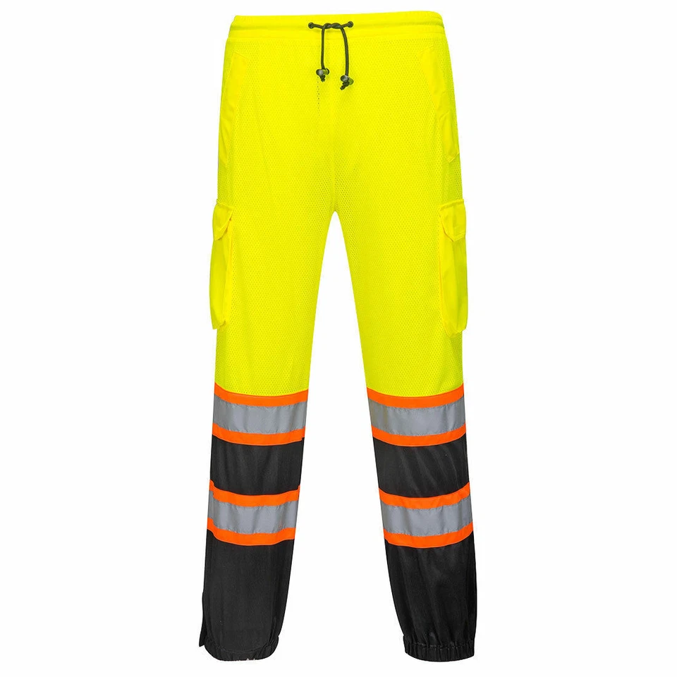Portwest US388 Two Tone Hi-Vis Reflective Safety Work Mesh Cargo Overpants ANSI - Image 1 of 3