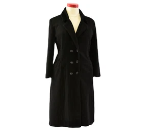 Donnybrook Black Velvet Collar Coat Bit Knot Detail Wool Womens L Vintage Coats - Picture 1 of 5