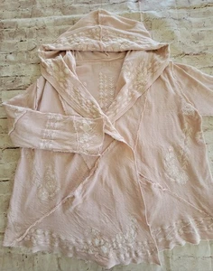 CAITE Embroidered Women's Jacket Hoodie Cotton Pink Size Large - Picture 1 of 12