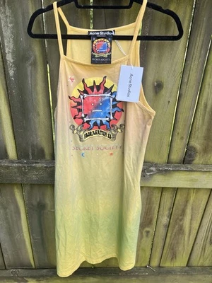 Acne Studios Ladies Yellow Brown Screen Print Dress, Size Medium - Image 1 of 4