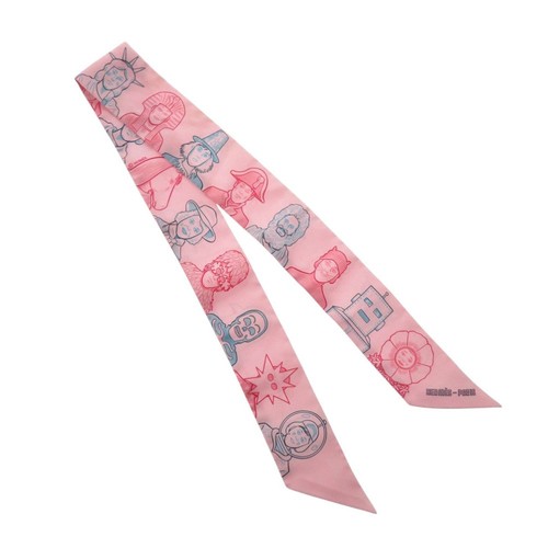 y722 Hermès Twilly Dresse Code Abito Seta Rosa Pallido S Nuovo con Scatola