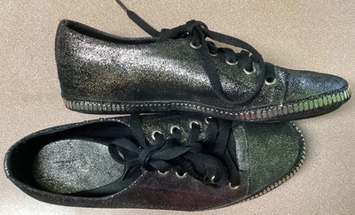 *CALLEEN CORDERO Sz 9 M Suede Studded Sneakers Leather Shoes  Lace Up Blk/silver - Image 1 of 4