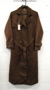 Soera Womens Brown Faux Suede Tretch Coat Jacket Button Up Belted Uk Small - Picture 1 of 12