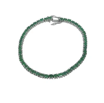 Pulsera Tenis Plata 925 Esmeralda 4x5 mm Ovalada Esmeralda Piedra Natal Pulsera Mayo Foto 1 de 4