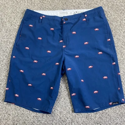 Ezekiel Hybrid Board Shorts Mens Size 33 Blue Red Bear Lightweight Stretch - Image 1 of 4
