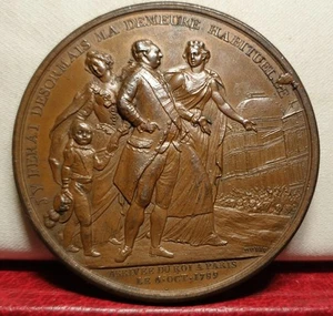 1789 52mm Medaille Französische Revolution Ludwig XVI König in Paris von Duvivier  - Bild 1 von 3