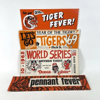 1968 Detroit World Series Detroit Tiger Pennant Fever Bumper Sticker LOT RARE! - Image 1 of 4