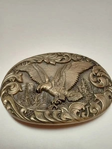 Vintage Western Eagle Award Design Medaillen massiv Messing Gürtelschnalle ADM Natur - Bild 1 von 9