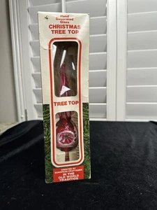 Vtg Christmas Tree Top Hand Decorated Glass Topper Old World Tradition Pink - Picture 1 of 5