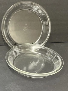 Pyrex Pie Baking Dish Corning USA #209 Clear Glass 9 inch Vintage Lot of 2 - Picture 1 of 8