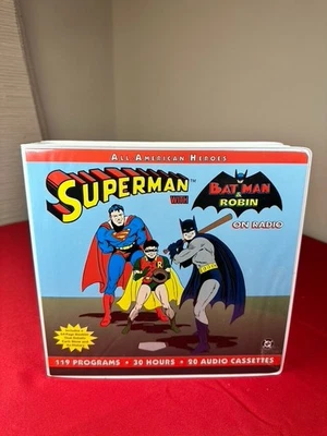 VTG Collectible Superman w/ Batman & Robin Radio 30 Hours 20 Audio Cassettes Foto 1 de 4