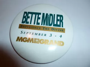 Botón trasero Bette Midler 3 y 4 de septiembre MGM Grand Hotel Experience Las Vegas - Imagen 1 de 2