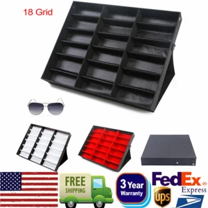 18 Slots Eyeglass Sunglasses Glasses Storage Display Box Holder Organizer Case - Picture 1 of 20