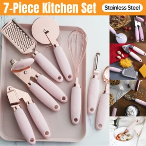 7 Piece Stainless Steel Copper Plated Kitchen Tool Set Peeler Can Opener Slicer - Picture 1 of 12