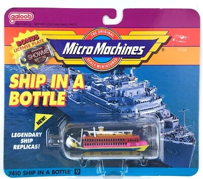 NIP vintage 1990 MICRO MACHINES SHIP IN A BOTTLE #9 RIVER QUEEN 7410 galoob 80s - Image 1 of 4