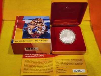 perth mint silver coin  1 oz proof Year Of The Lifesaver 2007 - Image 1 of 3