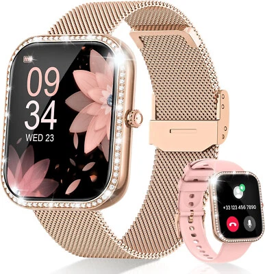 Smartwatch Damen Frauen mit Telefonfunktion Armbanduhr für iPhone Samsung Huawei - Bild 1 von 4