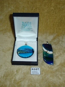 BATH AQUA GLASS DICHROIC CIRCULAR PENDANT in ORIGINAL BOX plus OTHER Rectangular - Picture 1 of 8
