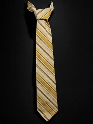 Corbata de poliéster vintage Sears The Men's Store marrón dorado mostaza rayas años 70 Foto 1 de 4
