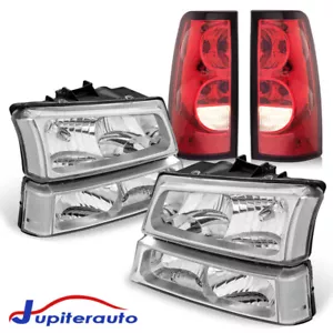 For 2003-2006 Chevy Silverado Chrome Housing Headlights & Red Tail Lights - Foto 1 di 20