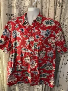 Camisa vintage años 90 GAP roja hawaiana abotonada con veleros grande - Imagen 1 de 7