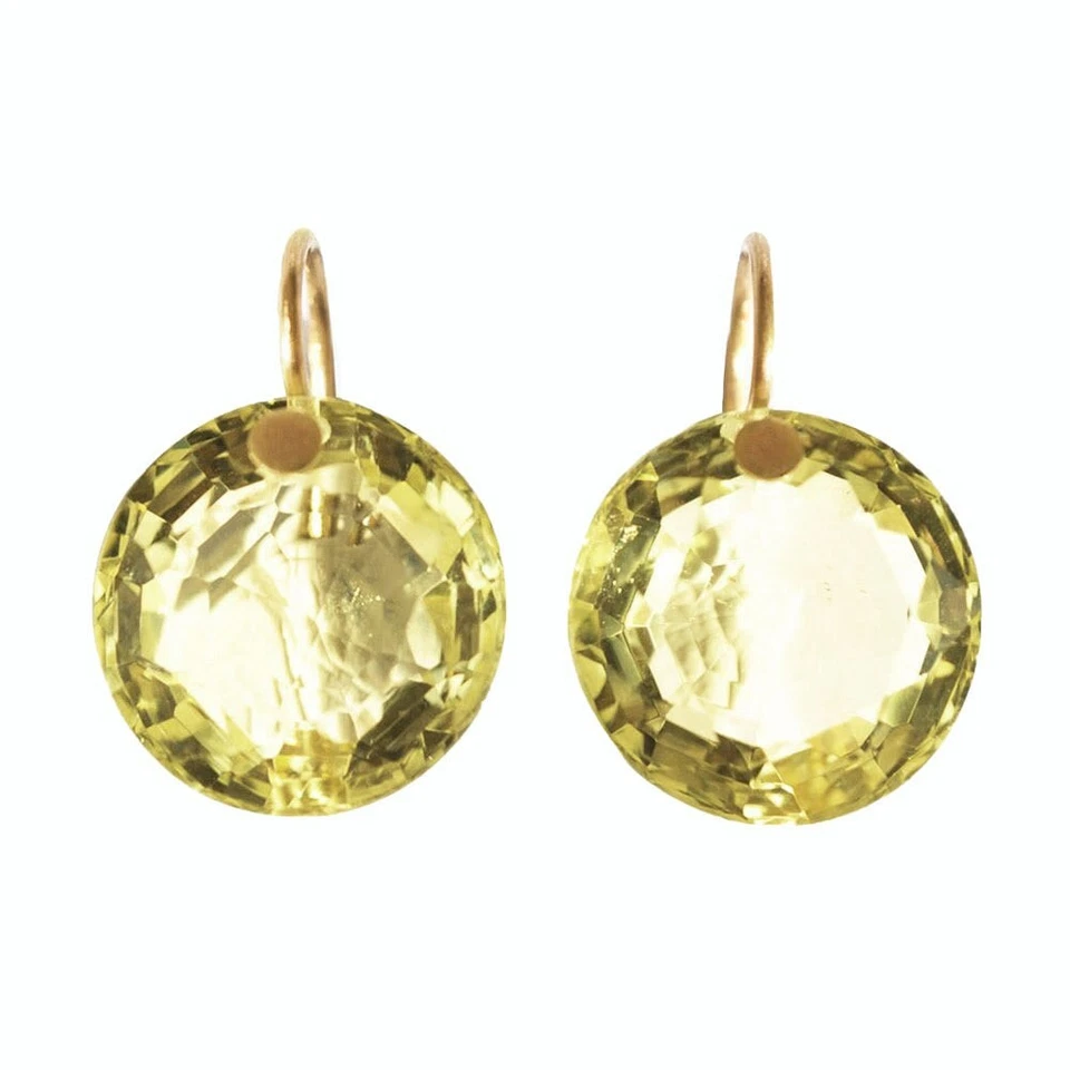 Pendientes colgantes Marie Helene de Taillac estilo cuarzo limón brillante oro 20k Foto 1 de 1