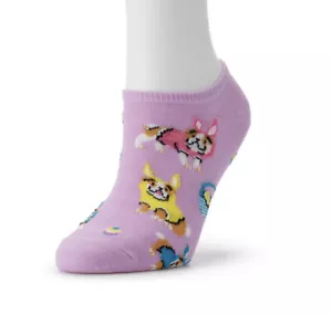 Novelty Dogs Bunny Socks NEW 2 Pair No Show Womens Size 9-11 Purple Pink - Picture 1 of 5