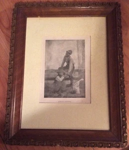 Vintage schwarz Americana A Painful Freundlichkeit Druck handgeschnitzt Holzrahmen LESEN - Bild 1 von 12