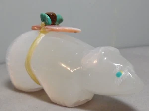 ZUNI FETISH F-5306 SELENITE BEAR BY EVALENA BOONE - Picture 1 of 6