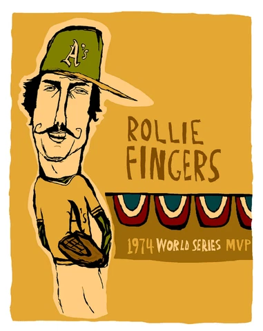Rollie Fingers Oakland A's 1974 World Series: MLB HOF Poster Art Print 14"x 11" Cover
