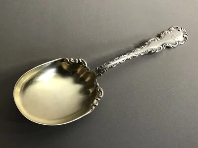 Antique WHITING STERLING SILVER  Lg Berry Spoon Louis XV 1891 Gold Wash Bowl - Image 1 of 4