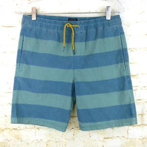 Valor Swim Shorts Boys XL Blue Green Rugby Stripe Hybrid Trunks Retro 29.5X 7.5 - Picture 1 of 12