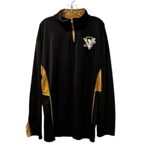 Pittsburgh Penguins Herren XLT Majestic Logo Langarm Kragen Sweatshirt NHL - Bild 1 von 4