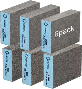 Wet/Dry Sanding Blocks 6-Pack: Coarse/Fine - 60/80/100/120/180/220 Grits - Picture 1 of 7