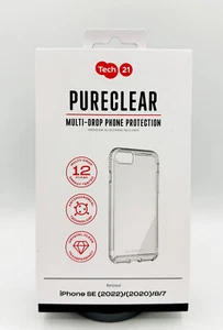 Tech21 iPhone SE 2022/2020/8/7 Pure Clear Protective Ultra Thin Back Case Cover - Picture 1 of 9
