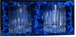 Pair of Retro Cut Whisky Glasses in Silk Presentation Box 12.5oz (36cl) - Picture 1 of 1